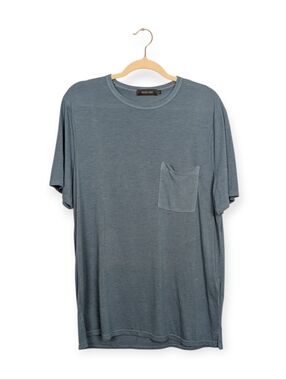 Michael Stars Men Tee M Blue Pocket Crewneck Short Sleeve Casual Minimalist